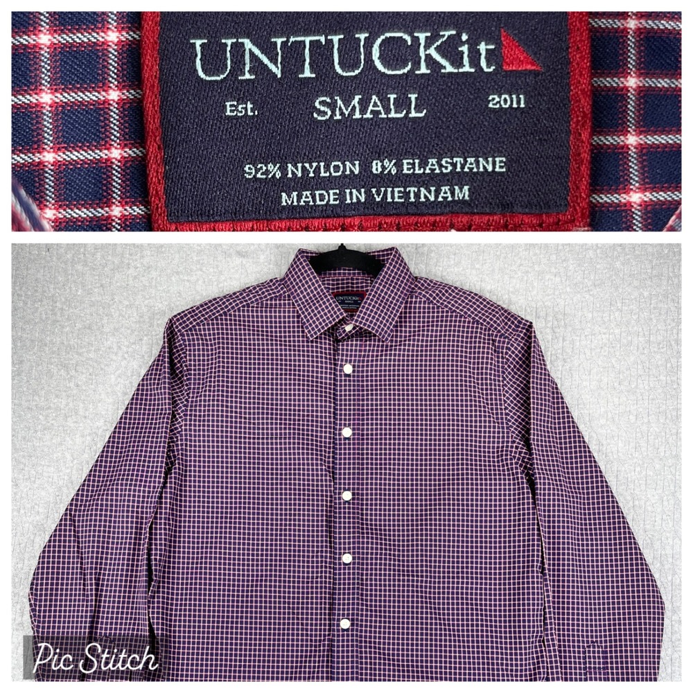 UNTUCKit Gangam check Balzon Dress Shirt Men S Performance Stretch long sleeve